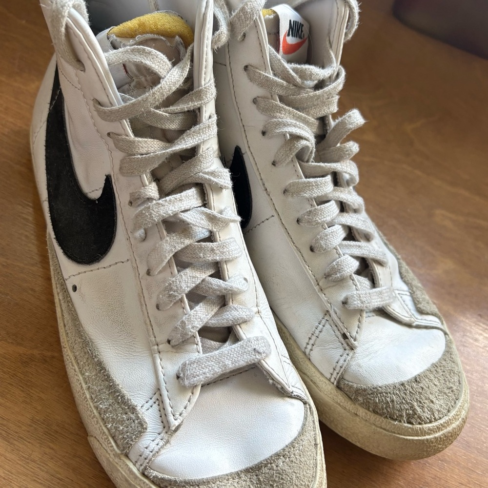 Nike White and Black High-Top Sneakers